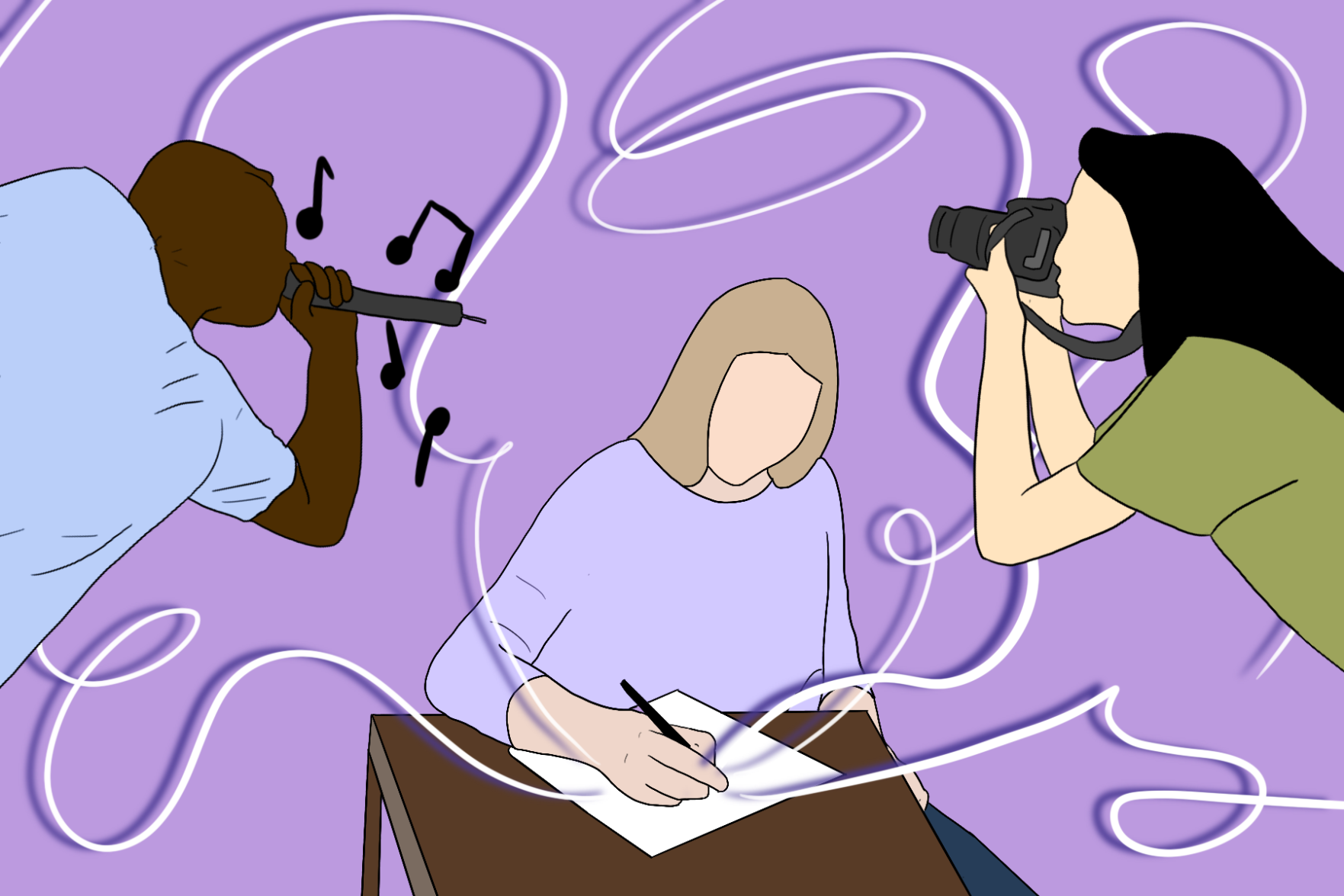 Collage of People doing "creative" arts (PNG)